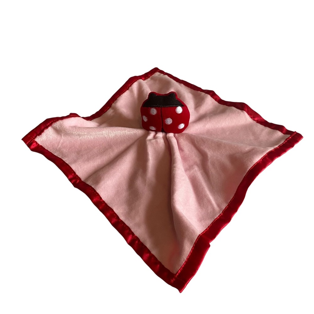 Baby Essentials Ladybug Baby Security Blanket‎ Lovey Satin Trim Plush Snuggler
